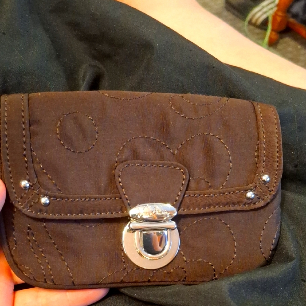 Brown Quilted Clutch with Silver Clasp